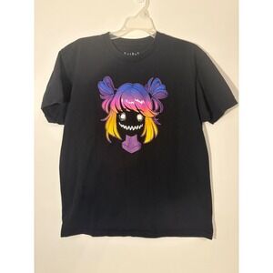 Friday Jr Black‎ Graphic T-Shirt Large Cotton Unisex W Anime Character Design